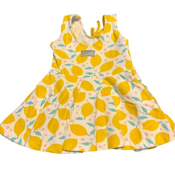Eleanor Rose Cotton Spandex Blend Girls Size 5-6 Lemon Yellow White Dress - Picture 1 of 4